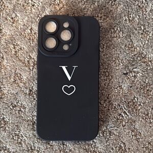 iPhone 14 Pro Black V Heart Phone Case